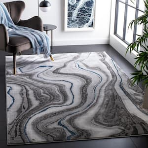 Craft Gray/Blue 2 ft. x 4 ft. Marbled Abstract Area Rug