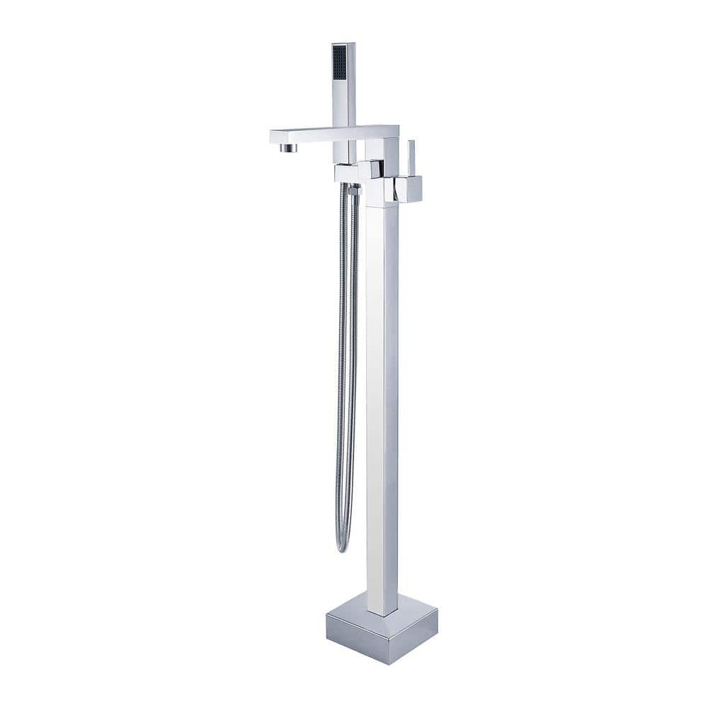 Single-Handle Claw Foot Freestanding Tub Faucet with Hand Shower in. Polish