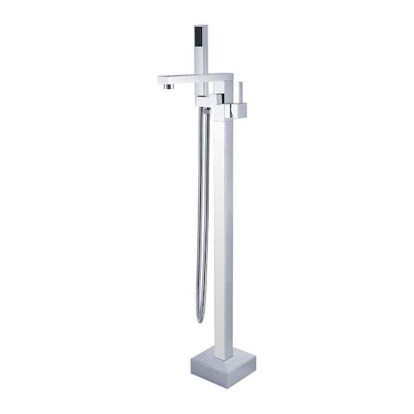 Unbranded Single-Handle Claw Foot Freestanding Tub Faucet with Hand Shower in. Polished Chrome