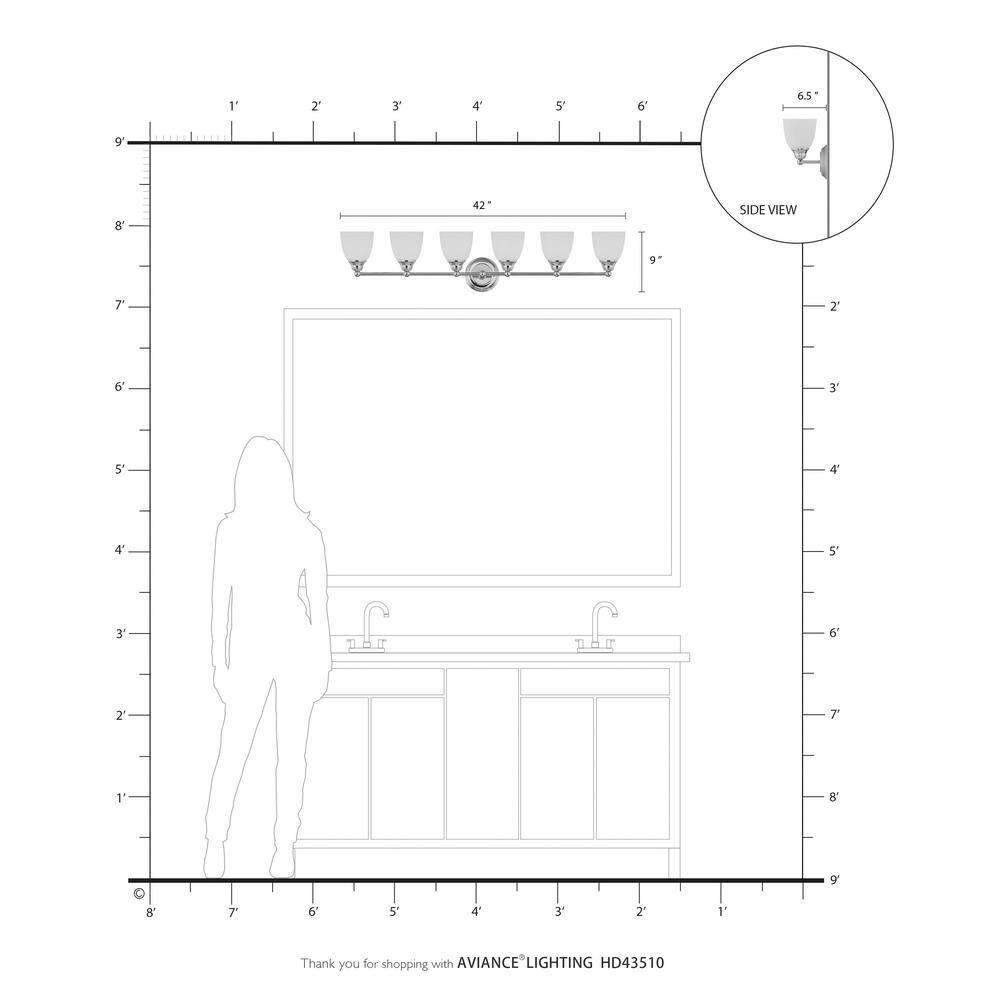 Somerville Bronze 6-Light Vanity with Satin Opal White Glass