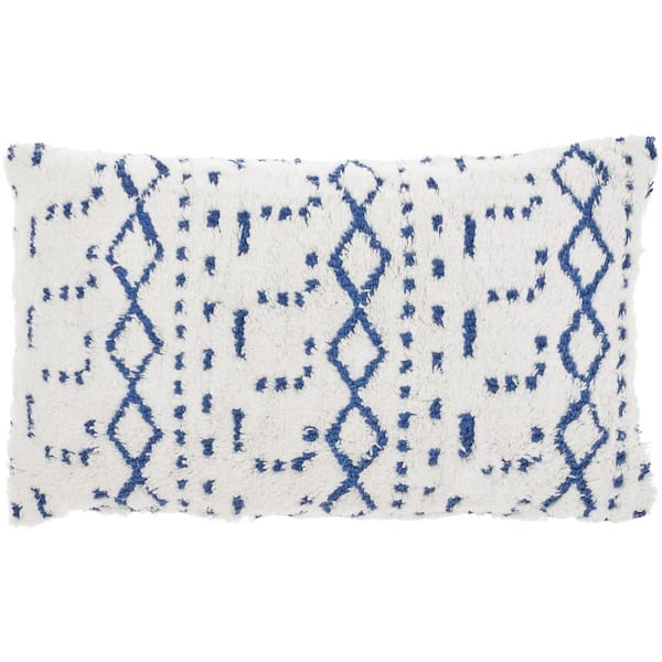 Mina Victory Lifestyles Blue Ink Geometric 20 in. x 12 in. Rectangle Throw Pillow
