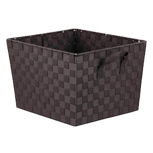10 in. H x 13 in. W x 15 in. D Brown Fabric Cube Storage Bin