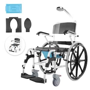 Shower Wheelchair 17.5 in. Al Alloy Commode Bathroom Wheelchair for Disabled