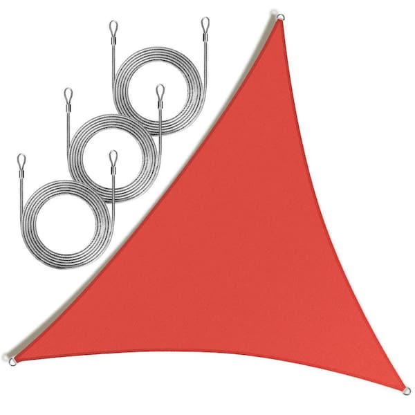 28 ft. x 28 ft. x 28 ft. Triangle Sun Shade Sail with Rope-Red