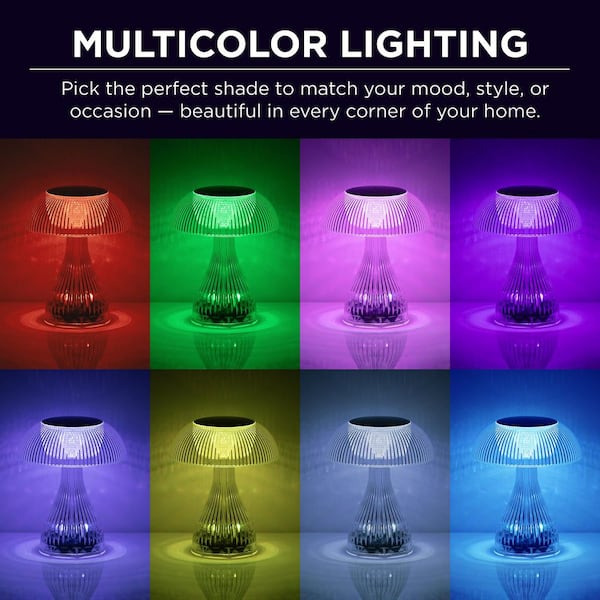 7.1 in. Rechargeable RGB Night Light Bulb Mushroom Crystal Lamp