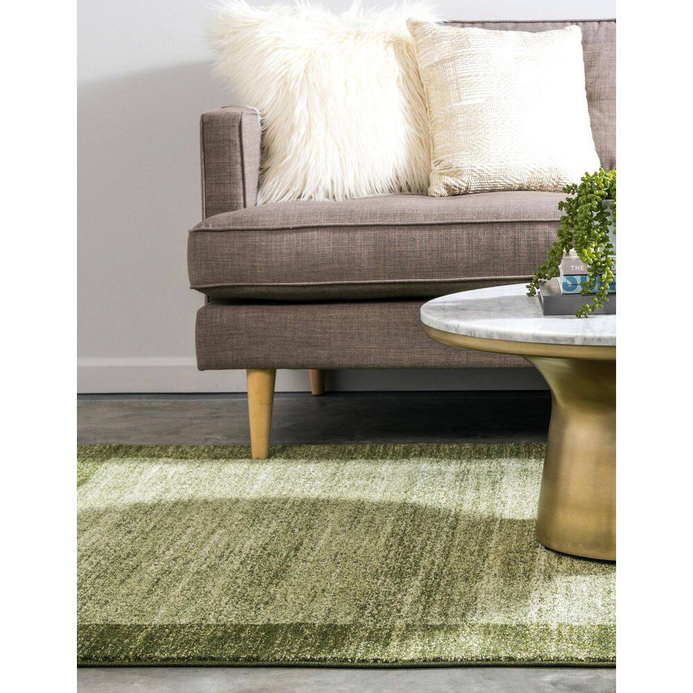 Light Green Rectangular Tufted Reversible Area Rug
