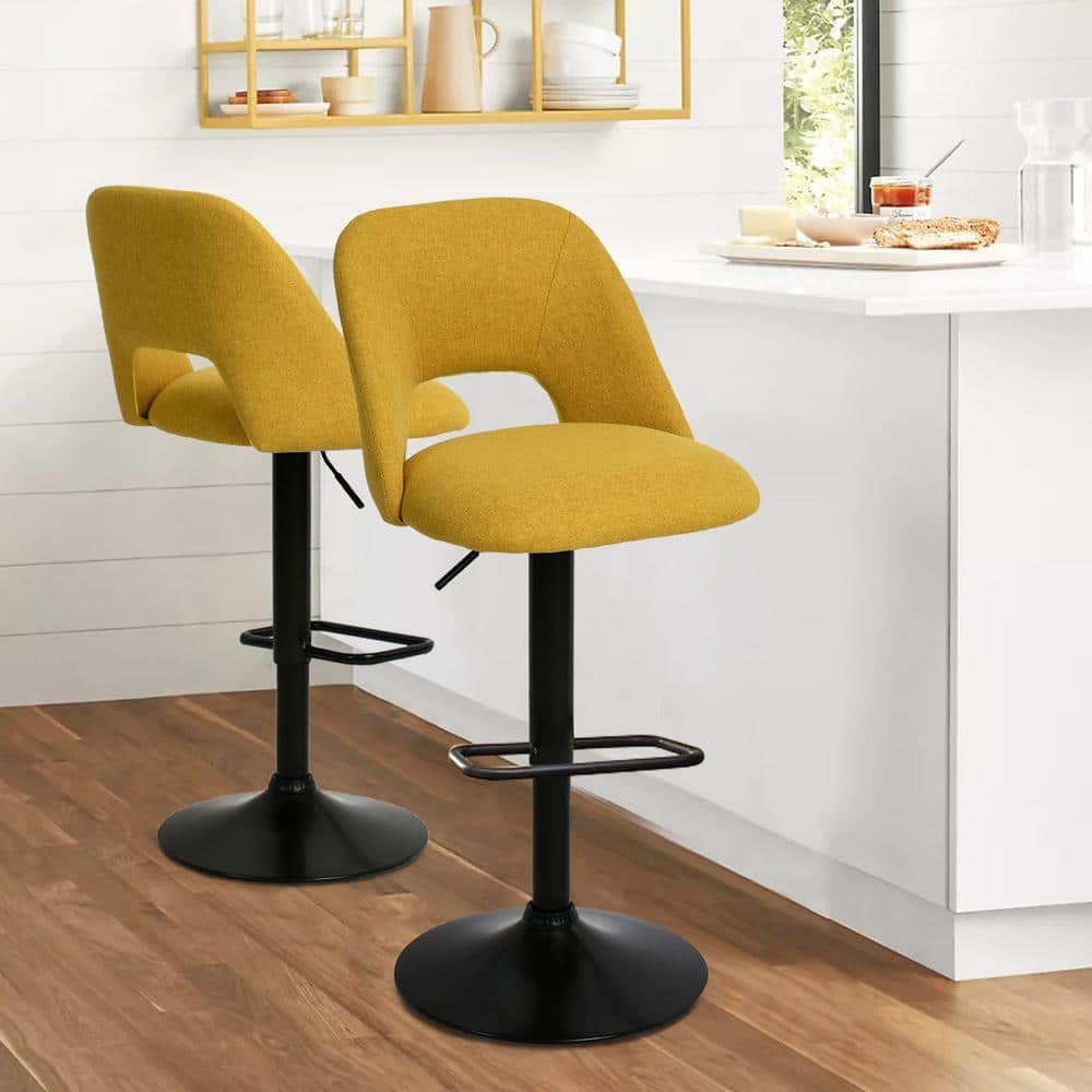 昇降式　リフティングスツール　Yellow legs lifting stool LAOTIES Edwin Yellow Adjustable 24 in. - 32 in. Seat Height High