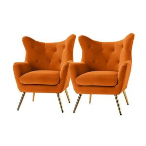 Jacob Orange Accent Arm Chair with Tufted Back (Set of 2)