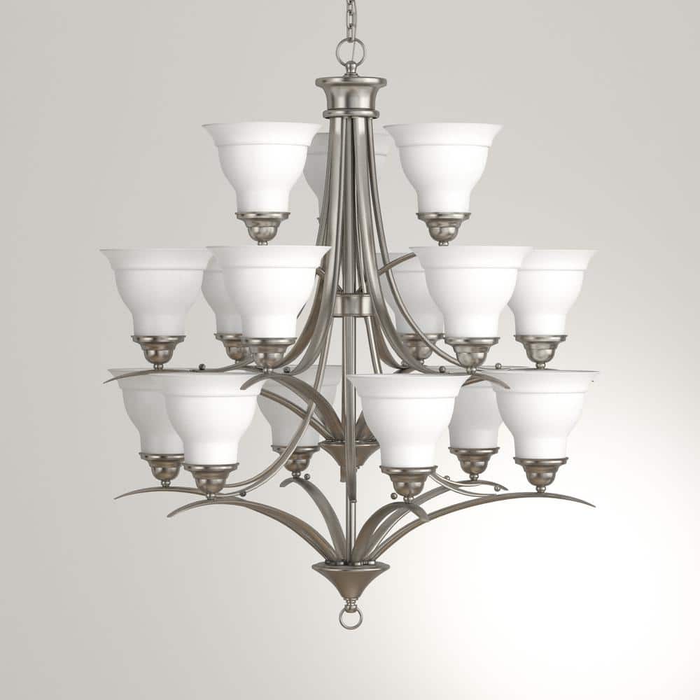 Trinity 15-Light Brushed Nickel Three-Tier Chandelier
