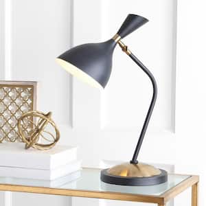 Albert 21.5 in. Black/Gold Iron Retro Mid-Century LED Table Lamp
