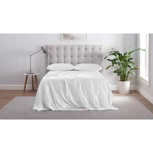 Ultimate Satin Luxury 3-Piece White Solid Polyester Satin Twin XL Sheet Set