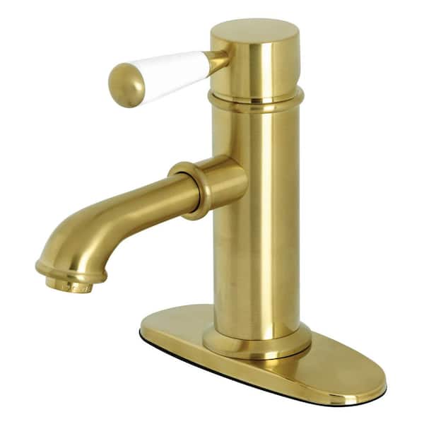 Kingston Brass Paris Single Hole Single-Handle Bathroom Faucet in Brushed Brass