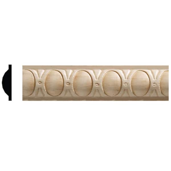 3/8 in. x 1-5/16 in. x 96 in. White Hardwood Embossed Oval Moulding
