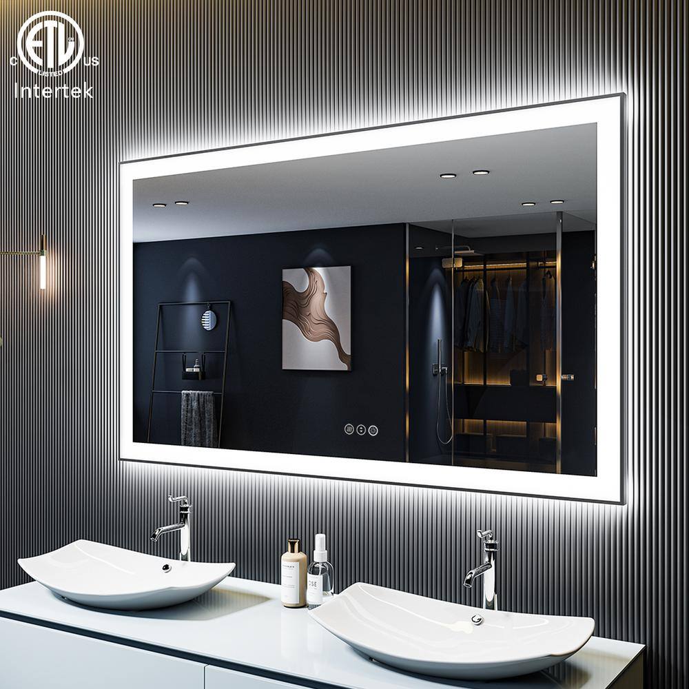 Apmir 60 in. W x 36 in. H Rectangular Space Aluminum Framed Dual Lights