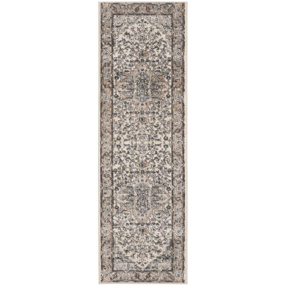 Nourison Concerto Ivory/Grey 2 ft. x 8 ft. Persian Modern Kitchen ...