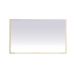 Timeless Home 60 in. W x 36 in. H Modern Rectangular Aluminum Framed LED Wall Bathroom Vanity Mirror in Brass