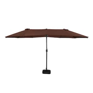 15 ft. x 9 ft. Steel Market Double-sided Patio Umbrella in Brown