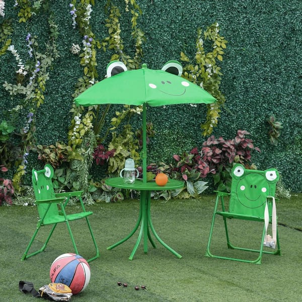 Unbranded 4-Piece Patio Bistro Set Metal Outdoor Dining Set Folding Kids Table and Chair Set for Garden