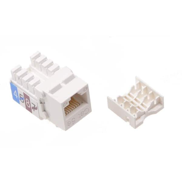 NTW Cat5e Slim HD 90D Keystone Jack with Punch Down Terminal - White