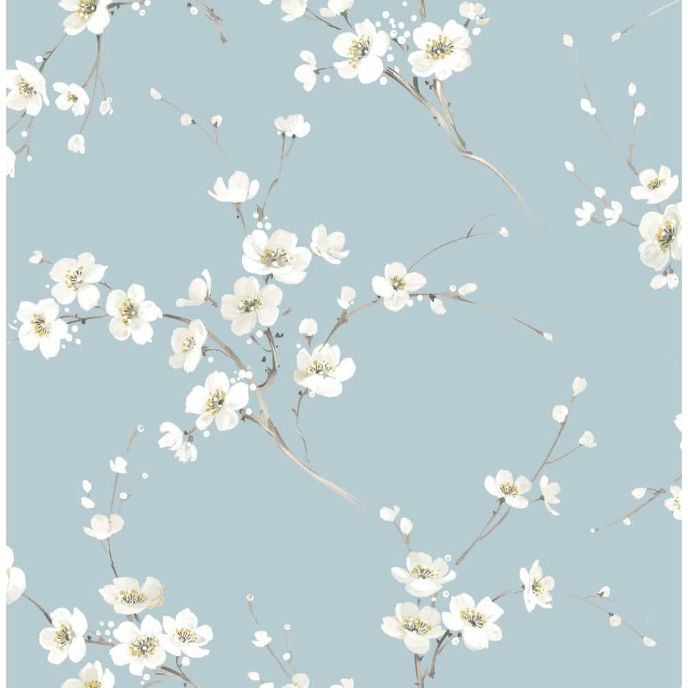Blue Cherry Blossoms Vinyl Peel and Stick Wallpaper Roll (Covers 30.75 sq. ft.) price history on PriceWatchPro