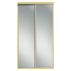 48 in. x 81 in. Concord Bright Gold Aluminum Frame Mirrored Interior Sliding Closet Door