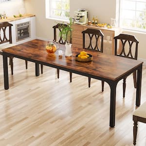 Roesler Rustic Brown Wood 4 Legs 78.7 in. W Long Dining Table Seats 6-8 for Living Room and Dining Room