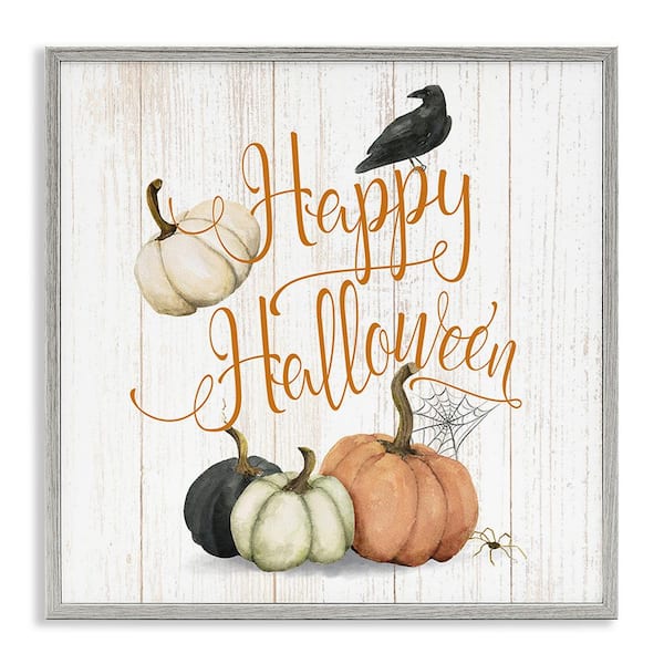 Stupell Industries Rustic Happy Halloween by Deane Beesley 1 Piece Framed Graphic Print Typography Poster Art Print 24 in. x 24 in.