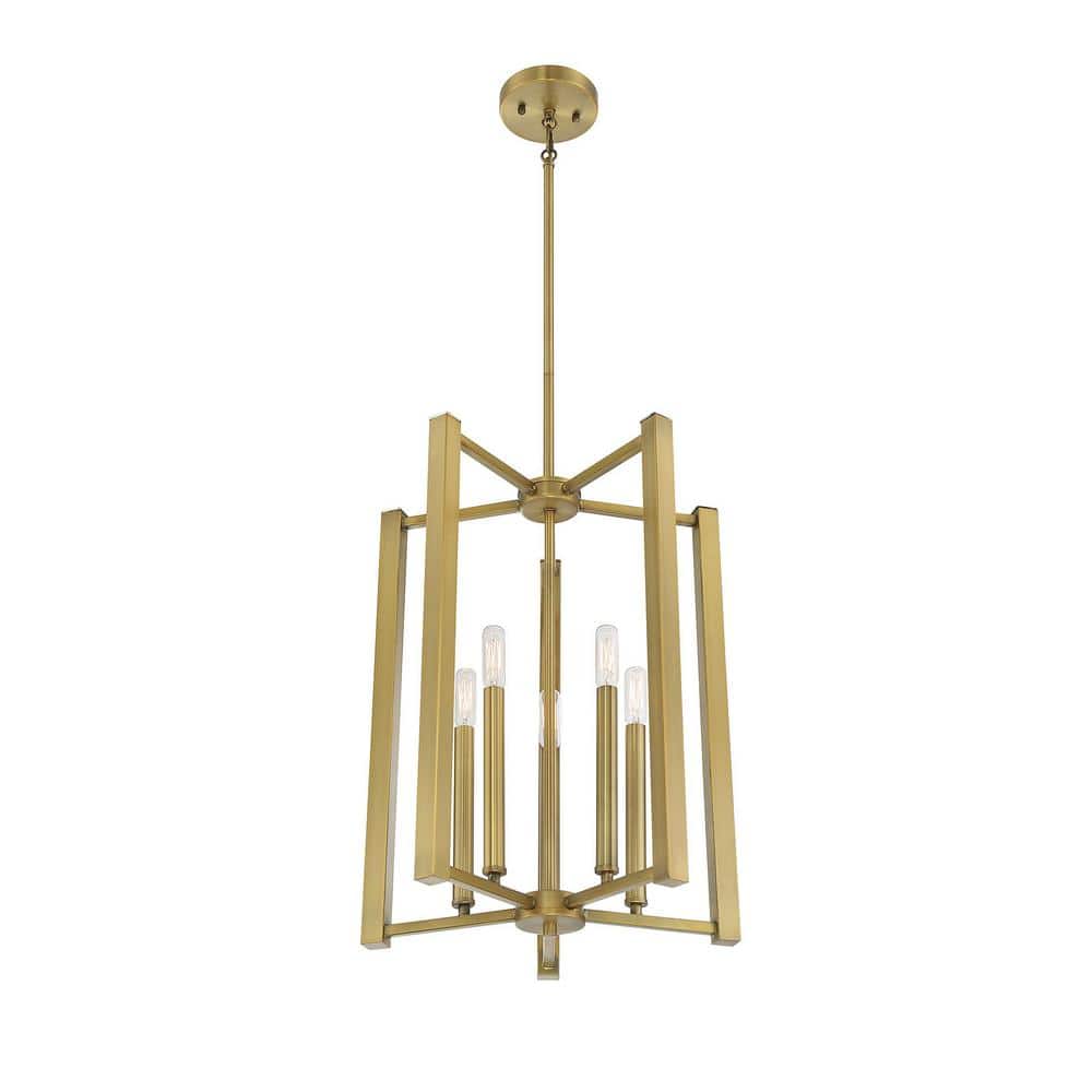 Benson Warm Brass 5-Light Lantern Pendant