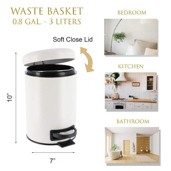 Modern Trash Can Round Desktop Press Lid High Foot Waste Basket Large  Diameter Bedroom kitchen and office 
