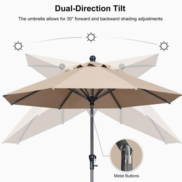 leafmoon PURPLE LEAF 9 ft. Octagon Aluminum Crank and Tilt Outdoor