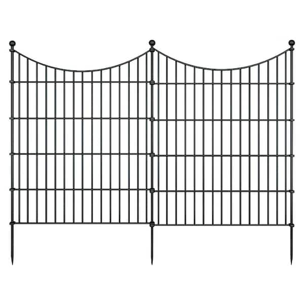 10 Panels 32in H Rustproof Metal Garden Fence with Ground Stakes for Yard No Dig Animal Containment 23.6ft L Panels
