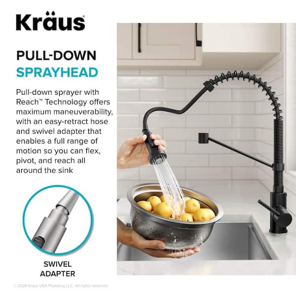 Kraus Bolden Matte Black 1-Handle Deck-Mount Pull-Down Handle Kitchen Faucet Kraus Bolden Matte Black 1-Handle Deck-Mount Pull-Down Handle Kitchen Faucet