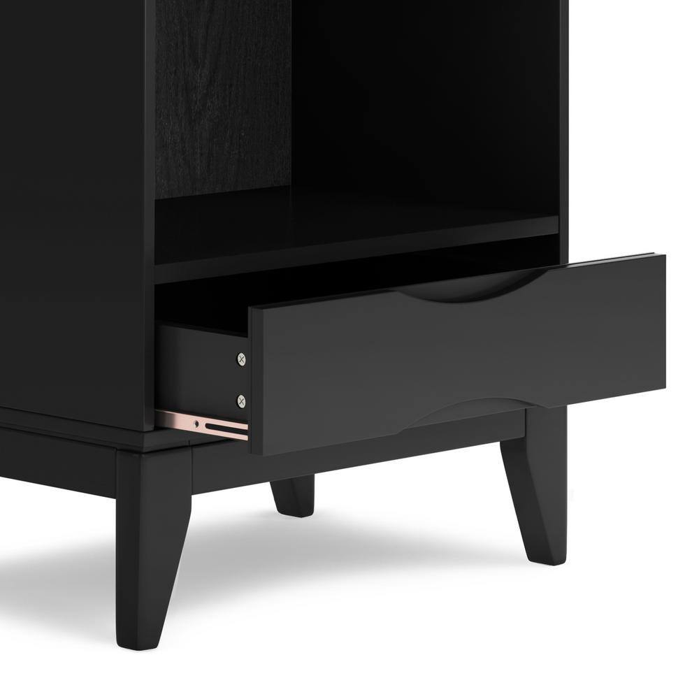 Harper Black Solid Hardwood Adjustable Mid Century Modern Bookcase