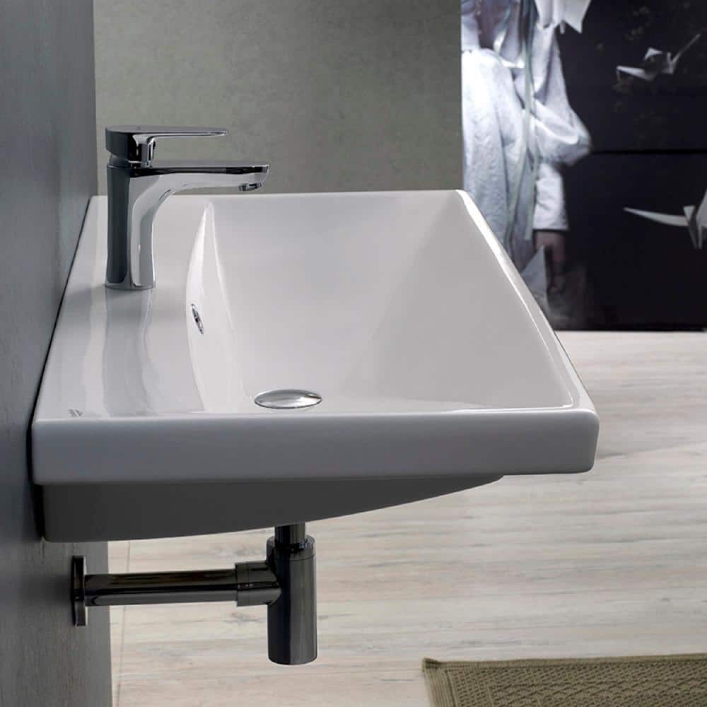 Elite 24'' White Ceramic Rectangular Wall Mount Bathroom Sink