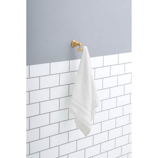 Foundations Design Series J-Hook Double Robe/Towel Hook Bath Hardware Accessory in Brushed Gold