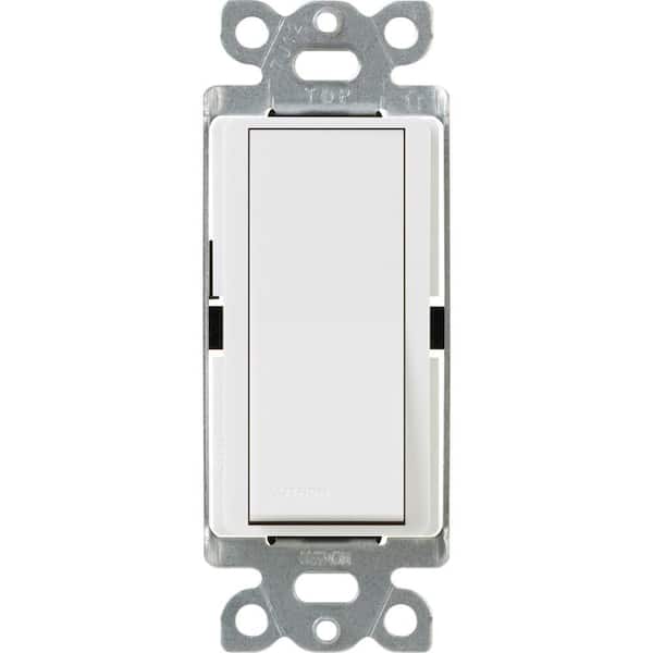 Rocker Switch 15 Amp 3-Way In-Wall Mount Type with Locator Light in Snow Finish 