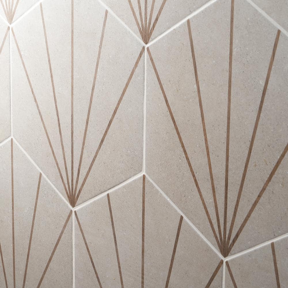 Arbor Hex Beams 13" x 14.5" Beige Porcelain Tile