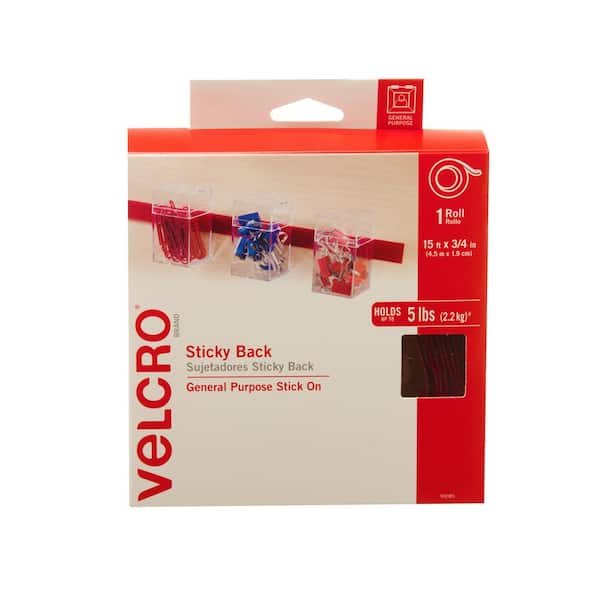 VELCRO 15 ft. x 3/4 in. Box of Sticky Back Tape, Red 90085 - The Home Depot