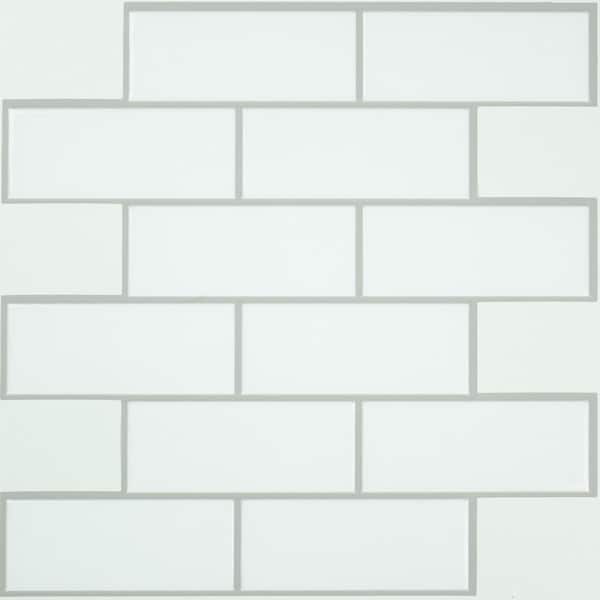 StickTiles Roommates White Subway 10.5 in. x 10.5 in. Vinyl Peel and Stick Tile (Total sq. ft. Covered 2.45 sq. ft./4-Pack)