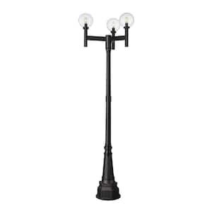 Laurent 3-Light Black Aluminum Hardwired Outdoor Marine Grade Post Light Set with No Bulbs Included