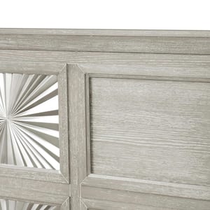 Artello Gray Wood Frame Queen Panel Bed with Sunburst Pattern and Panel Headboard