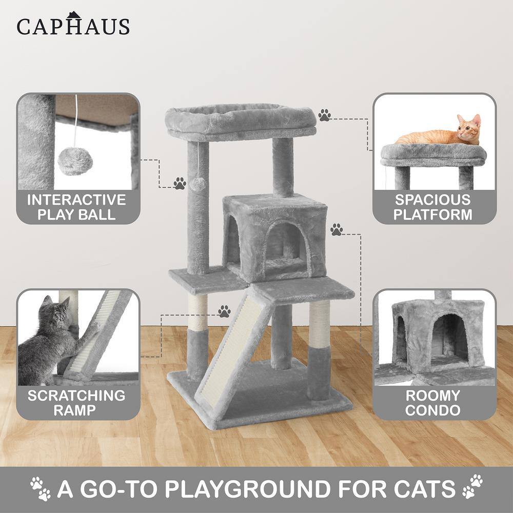 Beige 37-Inch Multi-Level Cat Tree with Sisal Scratching Posts