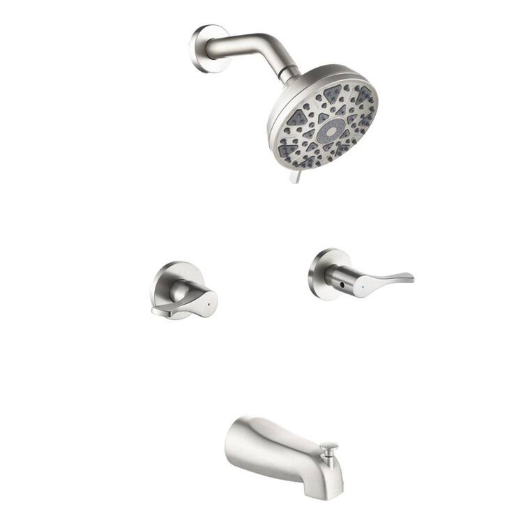 Nestfair 2-Handle 6-Spray Shower Faucet 1.8 GPM with Classical Style in Brushed Silver