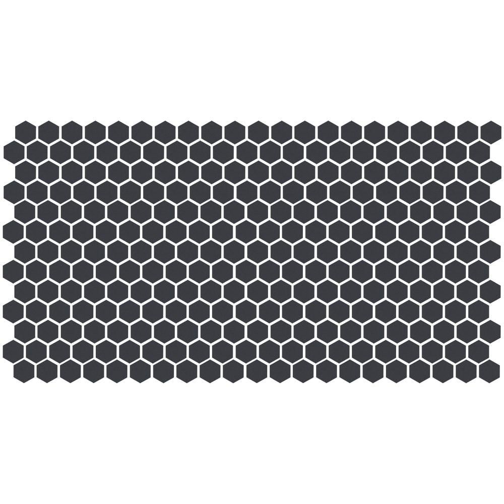Keystones Unglazed Black 12 in. x 24 in. x 6 mm Porcelain Hexagon Mosaic Fl