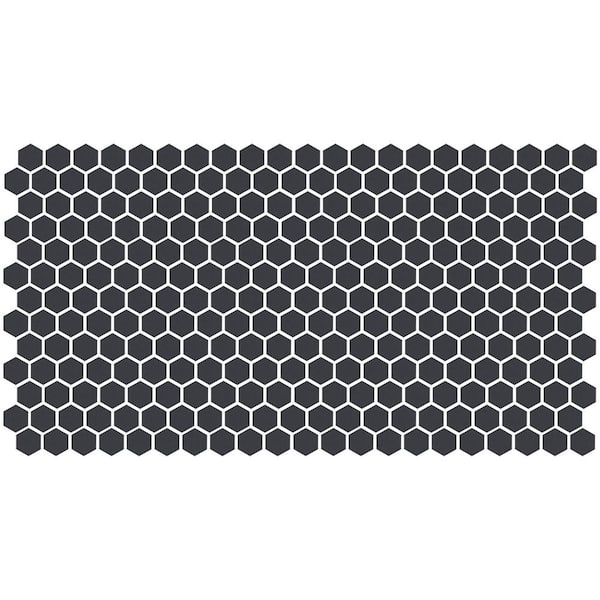 Daltile Keystones Unglazed Black 12 in. x 24 in. x 6 mm Porcelain Hexagon Mosaic Floor and Wall Tile (21 sq. ft. / case)