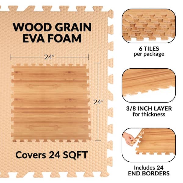 Gymax 12 Pieces EVA Foam Floor Interlocking Tile Mat w/ Natural Wood Grain Gymax 12 Pieces EVA Foam Floor Interlocking Tile Mat w/ Natural Wood Grain
