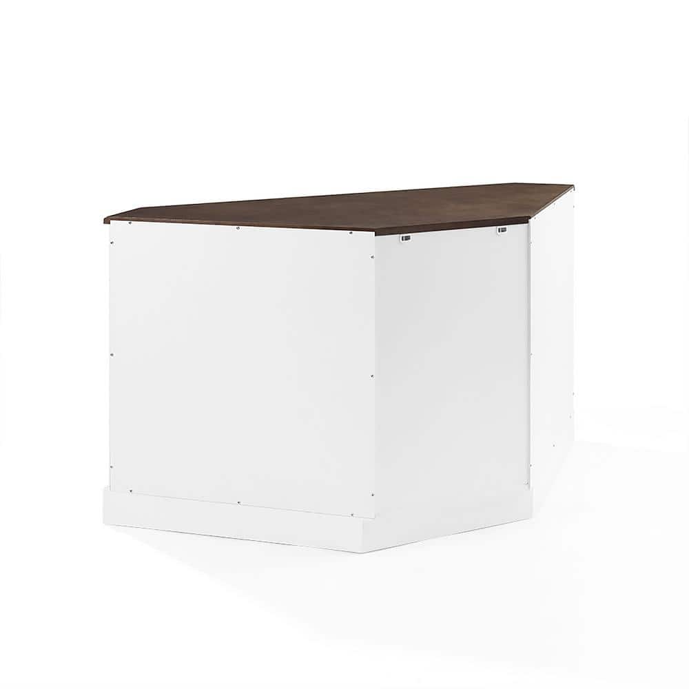 Small White Wood and Steel Corner Dog Crate Credenza