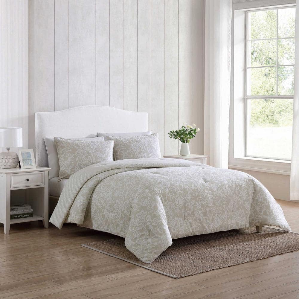 King Tan Cotton Reversible Comforter Set with Shams