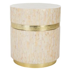 Perla 19.7 in Pink Champagne and Gold Side Table