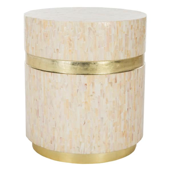 SAFAVIEH Perla 19.7 in Pink Champagne and Gold Side Table